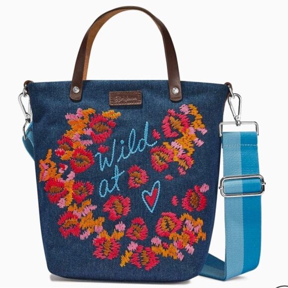 Brighton Wild at Heart Embroidered Medium Messenger Bag NWT